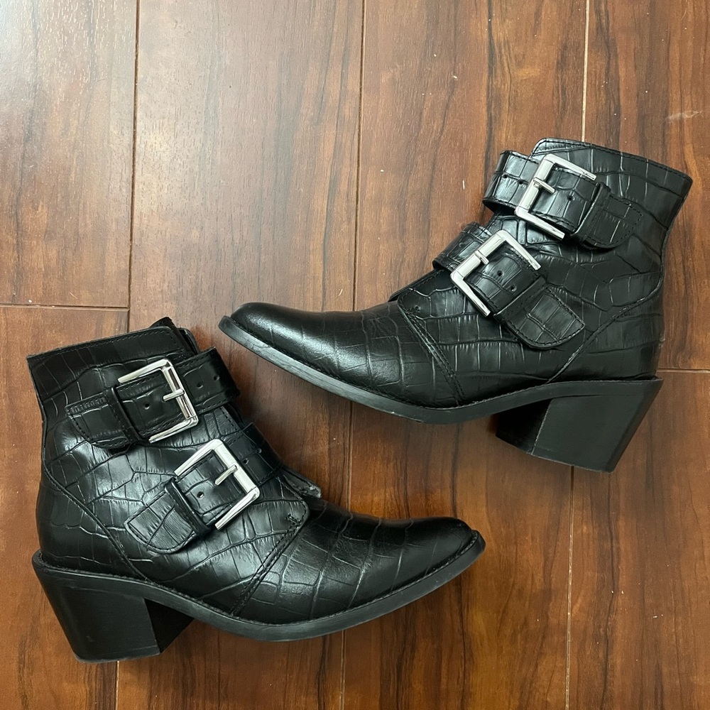 Steve Madden Black Ankle Boots with Buckle Details